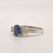 14kt Gold, Blue Sapphire, & Diamond Ring