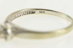 10K White Gold Retro Diamond Flower Cluster Promise Ring