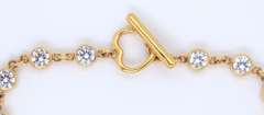 Vintage Sterling Silver Cubic Zirconia Bracelet w Heart Shaped Charm