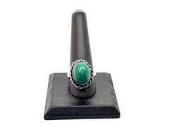 Oval Malachite Tibetan Silver Rope Ring