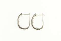 14K White Gold Diamond Channel Inset Oval Classic Hoop Earrings