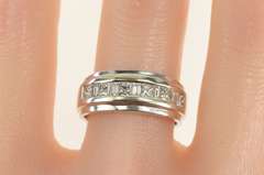 14K White Gold 2.10 Ctw Princess & Baguette Diamond Band Ring