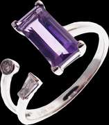 Radical Amethyst and Diamond 18k White Gold Ring