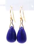 Fabulous Yellow Gold Lapis Dangle Earrings