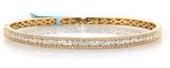 New Diamond Triple Row Bangle Bracelet in Yellow Gold