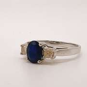 14kt Gold, Blue Sapphire, & Diamond Cocktail Ring