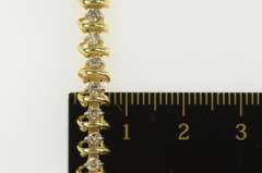 14K Yellow Gold 1.26 Ctw Diamond Wavy Link Classic Tennis Bracelet