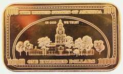 Benjamin Franklin of 1 oz .999 Copper Bars