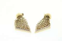 Art Deco Chainmail Diamond Earrings in 18KT Yellow Gold