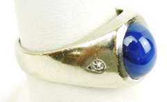Vintage 14K Lindy Blue Star Sapphire & Diamond Ring, 7.75