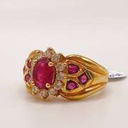 18kt Yellow Gold, Ruby & Diamond Ring