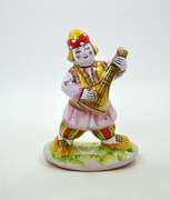 Vintage Hungry Pottery Figurines, Man Playing the Balalaika and Bell in the Shape of a Woman