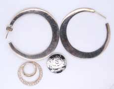 Vintage Sterling Silver Earrings and 2 Pendants