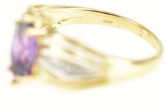 10K Yellow Gold Marquise Amethyst Diamond Accent Statement Ring