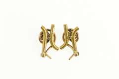 14K Yellow Gold Victorian Emerald Seed Pearl Flower Swirl Bar Earrings