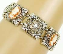 Beautiful Vintage German Sterling Shell Cameo Bracelet