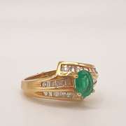 18kt Yellow Gold, Emerald, & Diamond Cocktail Ring