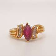 18kt Yellow Gold, Ruby, & Diamond Ring