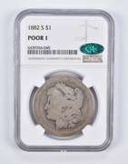 Poor 1 1882-S Morgan Silver Dollar CAC NGC