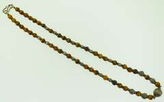 Sterling Silver Tiger eye Beads With Vintage Silver Beads Necklace