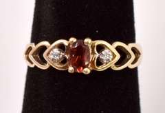 Gorgeous Garnet and Diamond Ring in Yellow Gold