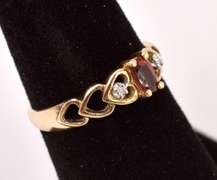 Gorgeous Garnet and Diamond Ring in Yellow Gold