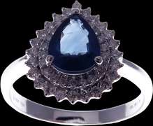 Wonderful Sapphire 18k White Gold Ring drenched in Diamonds