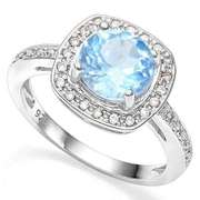 2.39 CT BABY SWISS BLUE TOPAZ & CREATED WHITE SAPPHIRE 925 STERLING SILVER RING