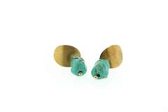 Brinco Pedra Turquoise Tumbled Dangle On 18k Yellow Gold Cuff Earrings