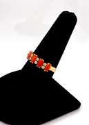 Stunning 18kt Yellow Gold Coral and Diamond Band