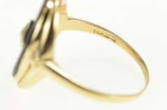 14K Yellow Gold Diamond Inset Ornate Black Onyx Cocktail Ring