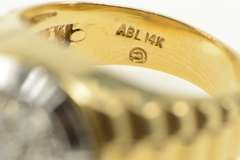 14K Yellow Gold 1.00 Ctw Diamond Retro Men's Watch Cluster Ring