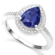 2.06 CT LAB TANZANITE & DIAMOND 925 STERLING SILVER RING