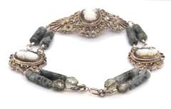 Vintage Sterling Silver Cameo Link Bracelet