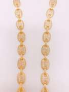 18kt Gold Plated Puff Mariner Pave Chain Necklace- 20 Inches