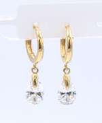 Nice Yellow Gold Pear Cubic Zirconia Dangle Earrings