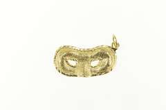 14K Yellow Gold 3D Masquerade Mask Secret Symbol Charm/Pendant