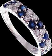 Cosmopolitan Diamond and Sapphire Cluster 18k White Gold Ring