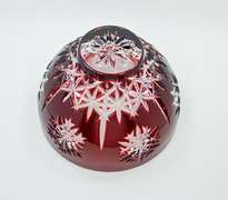 Gorgeous Heavy Cranberry Red Cut to Clear 24 Pbo Crystal Bowl With Snowflakes Pattern