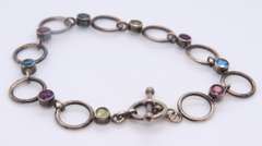 Vintage Sterling Silver Multi Gemstone Bracelet