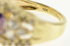 10K Yellow Gold Marquise Amethyst CZ Encrusted Statement Ring