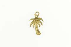 14K Yellow Gold Green Enamel Palm Tree Tropical Motif Charm/Pendant