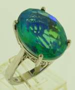 Sterling Silver Large oval Blue Apatite Ring
