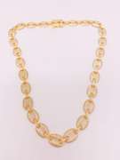 18kt Gold Plated Puff Mariner Pave Chain Necklace- 20 Inches