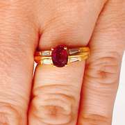 18kt Yellow Gold, Ruby, & Diamond Ring