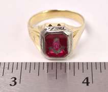 Marvelous Masonic Ruby Ring in Yellow Gold