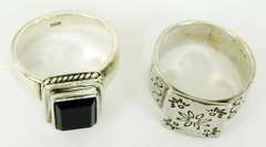 2 Chunky Wide Sterling Silver Rings