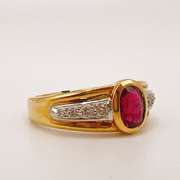 18kt Yellow Gold, Ruby, & Diamond Ring