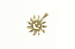 14K Yellow Gold Etched Sun Stylized Day Happiness Symbol Charm/Pendant