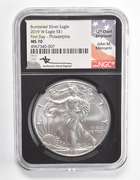 MS70 2019-W Burnished Silver Eagle FDOI Philadelphia Signed - NGC